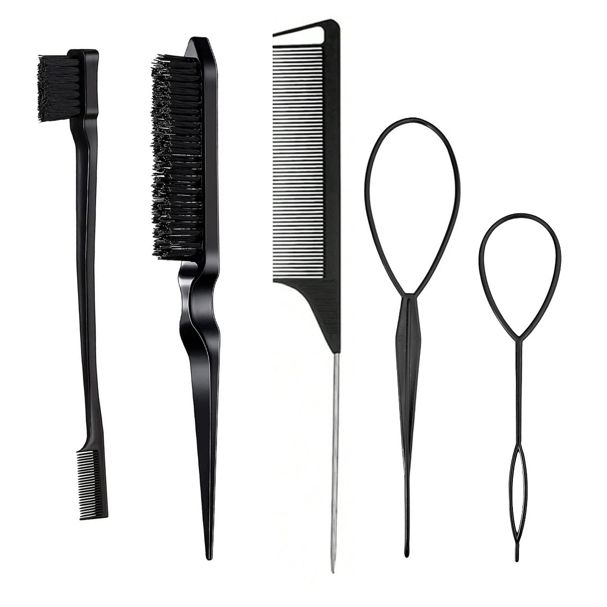 Group Head Brush - 3/5個入りヘアスタイリングツール、先細テールコーム、両頭眉毛ブラシ、トリプル列コーム、コイラーヘアサロンスタイリングコーム