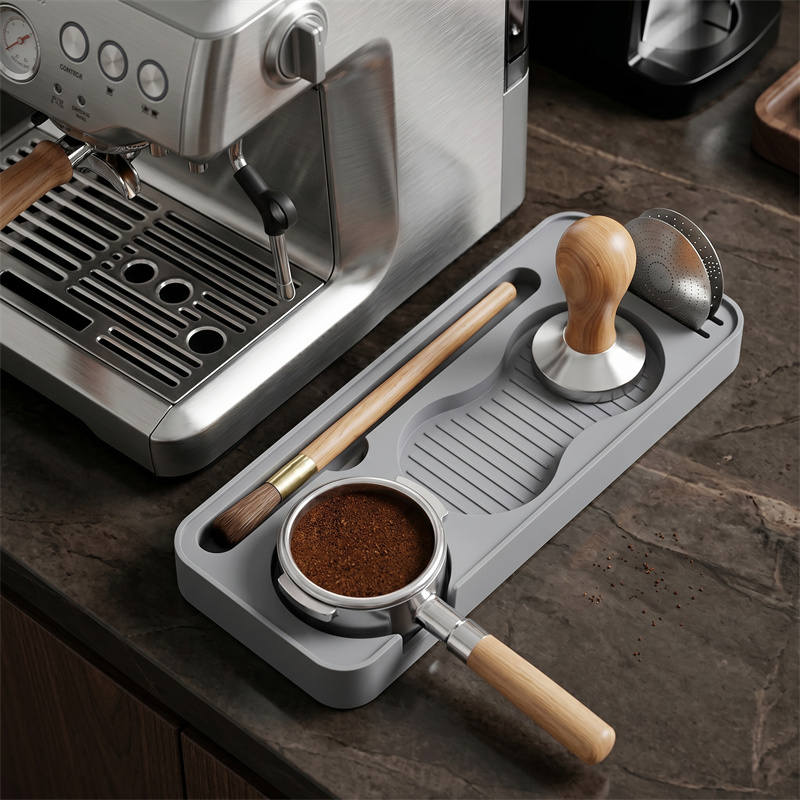 Coffee Equipment Distributor - シリコン製エスプレッソタンピングステーション滑り止めコーヒータンパーパッド多機能コーヒーツールタンパーディストリビューターポルタフィルターホルダー