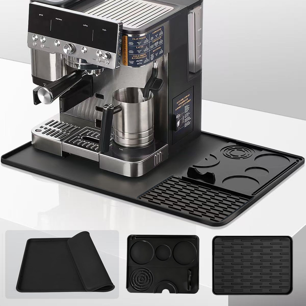 Coffee Equipment Tray - シリコンコーヒーメーカーマット 3 in 1 ほとんどの家庭用エスプレッソマシンに対応 大型滑り止めシリコンマットトレイ