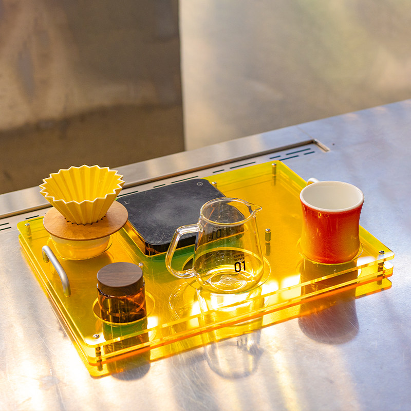 Coffee Equipment Tray - アクリル製コーヒートレイ、コーヒー器具の保管、競技用品の展示スタンド、電子スケールの収納に使用され、カフェでの使用に適しています。