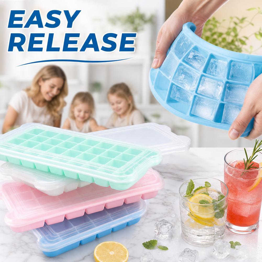 Coffee Equipment Tray - 蓋付きシリコン製製氷皿 36個取り出しやすい正方形アイスモールド 再利用可能な冷たい飲み物メーカー ウイスキー、カクテル、コーヒー用