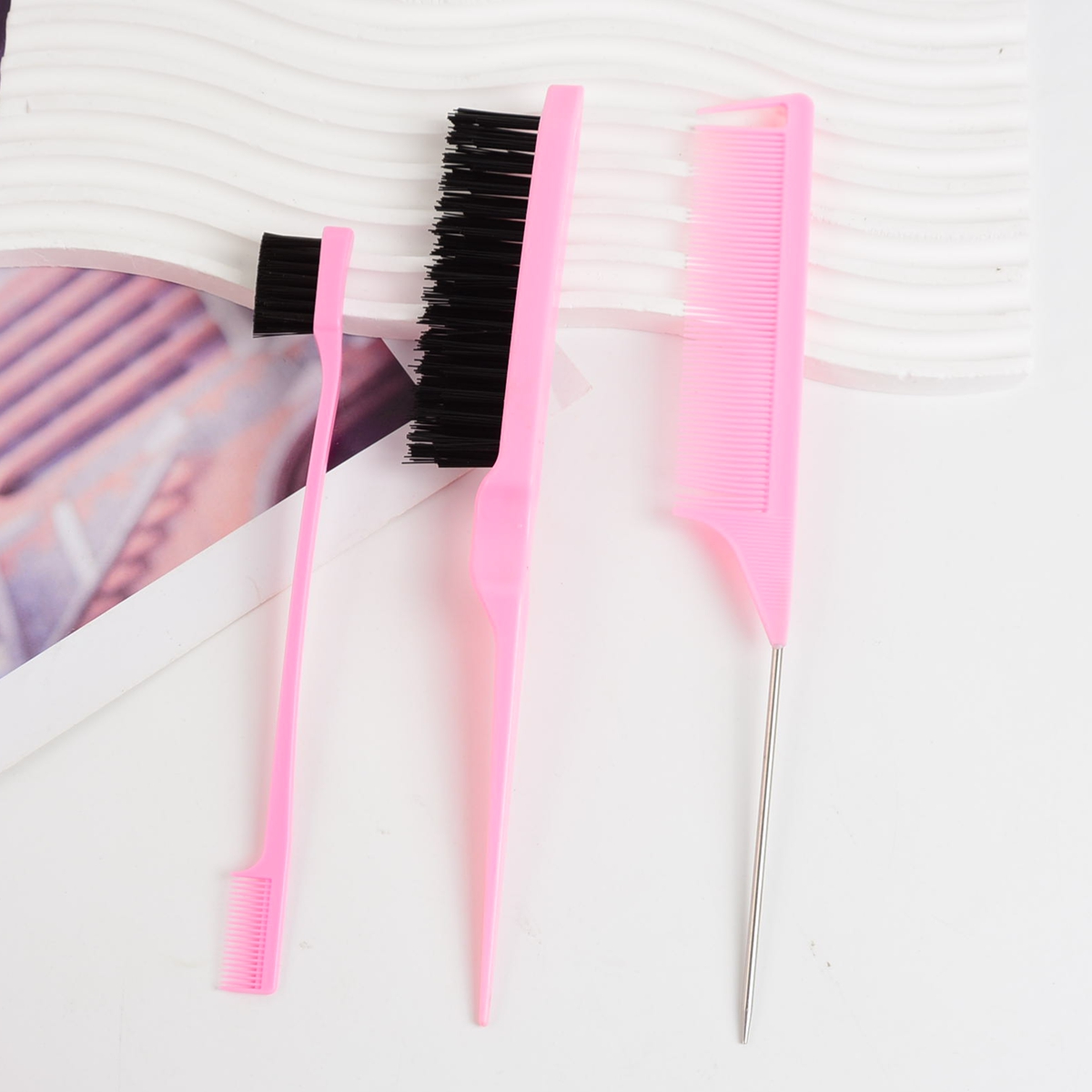 3/5個入りヘアスタイリングツール、先細テールコーム、両頭眉 - Group Head Brush のレビューと価格