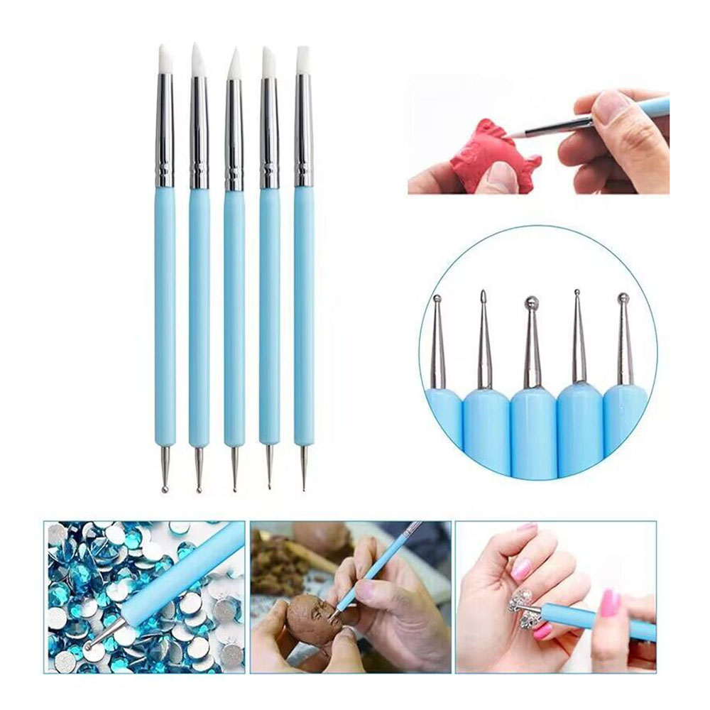 5 ピース/セット両端シリコーンヘッド彫刻点在ペンブラシモデ - Group Head Brush のレビューと価格