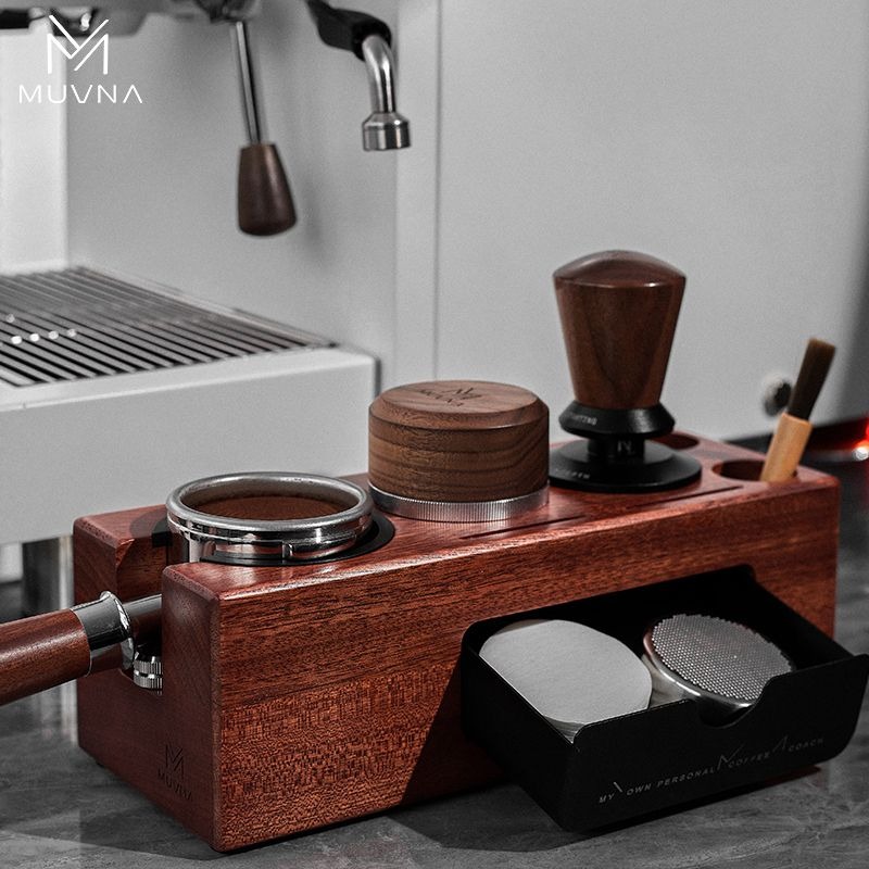 MUVNAコーヒータンパーステーション木製ポルタフィルターホ - Portafilter 58Mm のレビューと価格