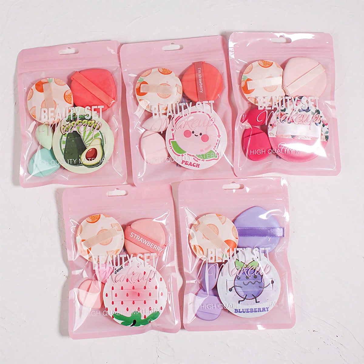 5本入りの厚みのあるマシュマロパウダーブラシ、パウダーコンパ - Group Head Brush のレビューと価格